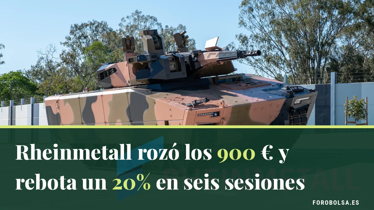 Rheinmetall rozó los 900 € y rebota un 20% en seis sesiones