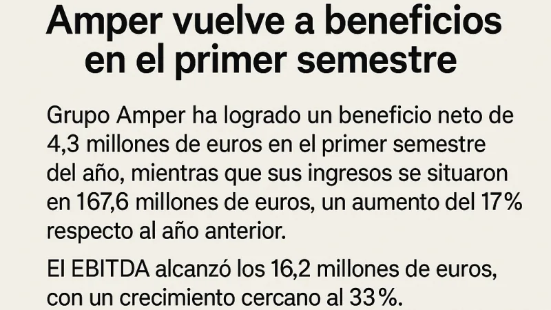 Amper sorprende al mercado y vuelve a beneficios en el primer semestre